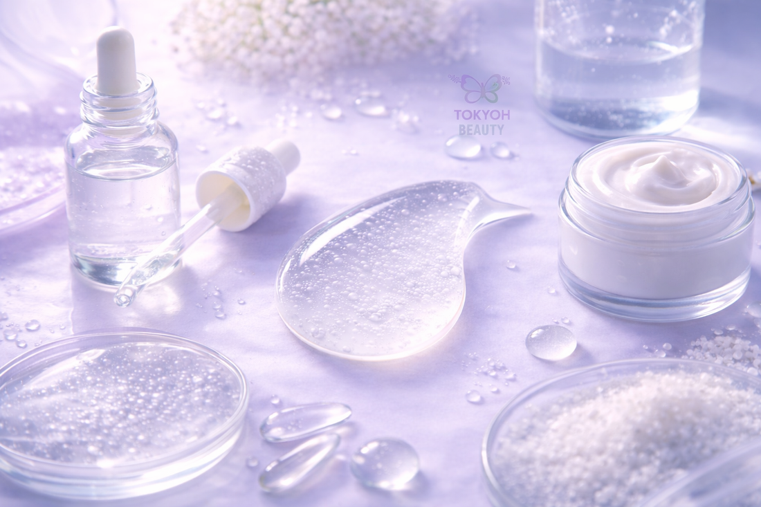 Fotografia texture niacinamide e diverse presentazioni