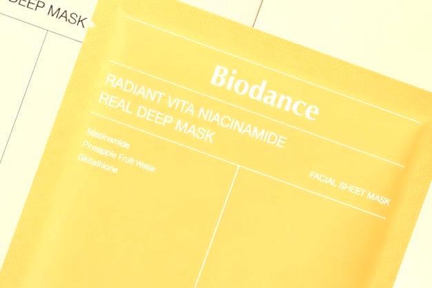 Biodance Radiant Vita Niacinamide Real Deep Mask, hydrogel mask coreana illuminante con niacinamide e glutatione per glow skin e pelle spenta