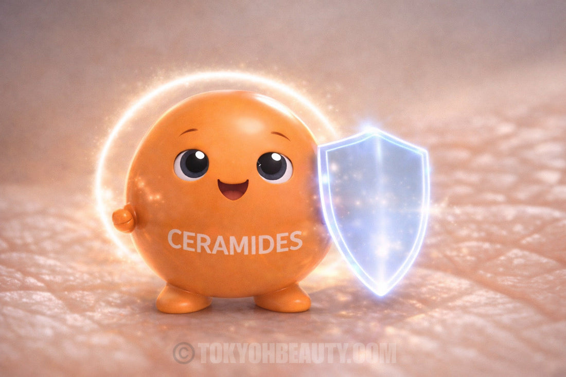 Illustrazione ceramidi per la pelle con scudo protettivo, rafforzamento della barriera cutanea e mantenimento dell’idratazione