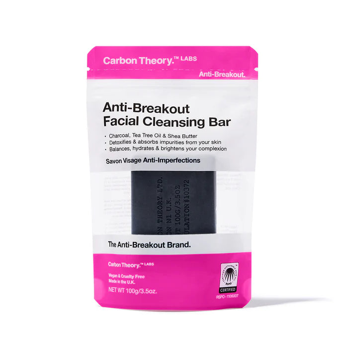 Jabón facial antiimperfecciones Carbon Theory con carbón vegetal y aceite de árbol de té – 100 g / 3,5 oz