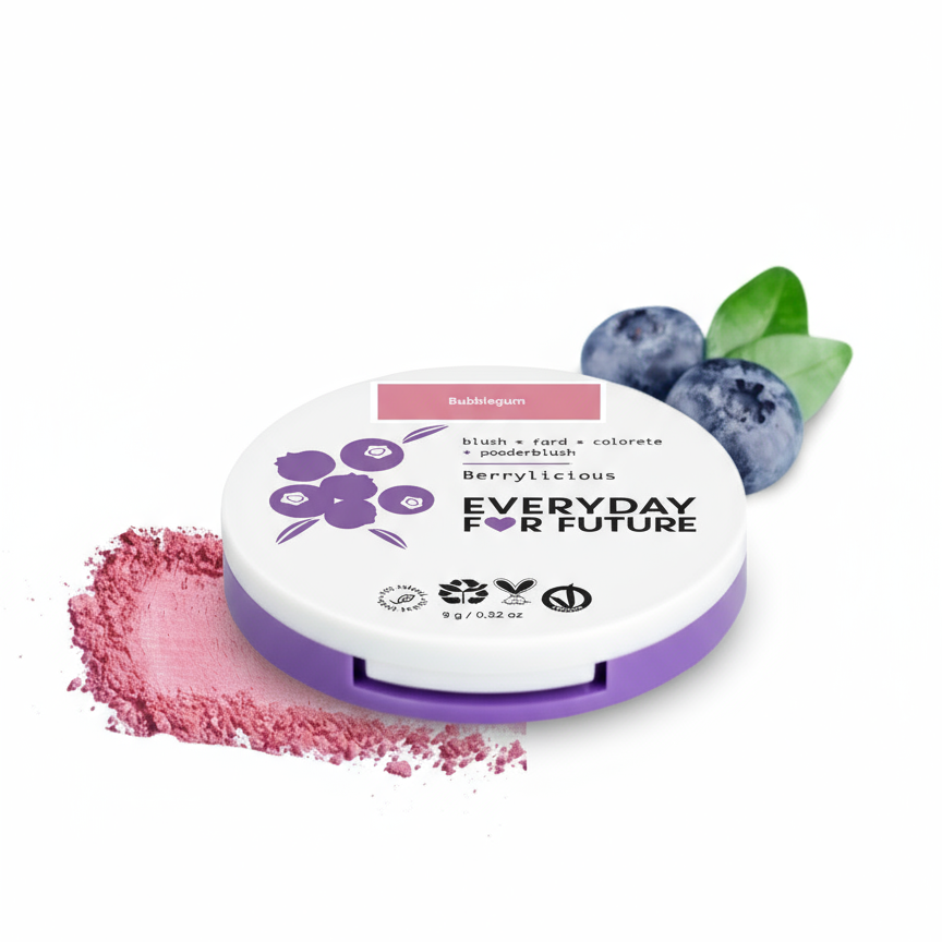 Blush naturale Everyday for Future con olio di açaí, tonalità Bubblegum, formula vegana e nutriente per un colorito sano