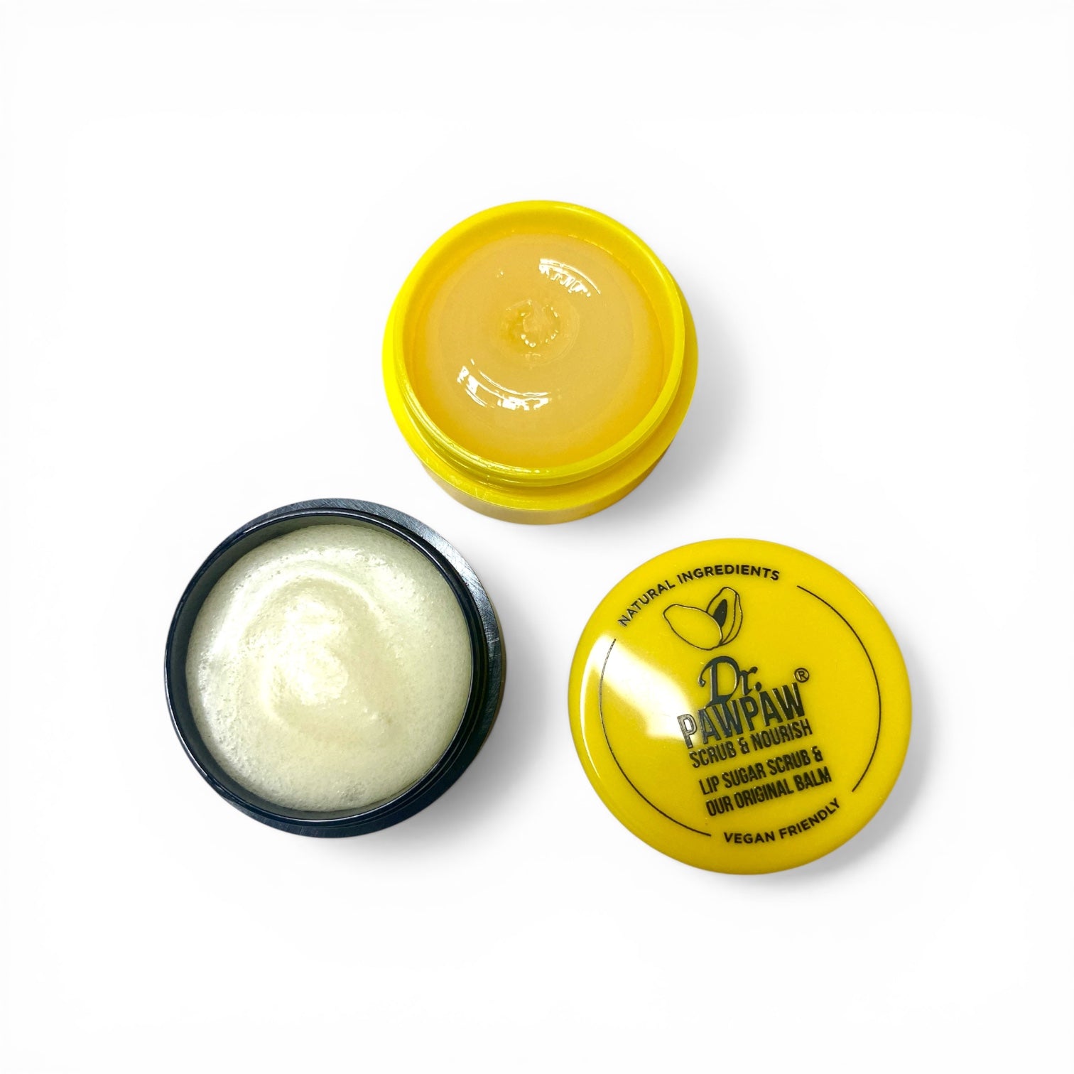 Foto contenitore apero del Dr. Pawpaw Scrub and Balm duo disponible su Tokyoh Beauty
