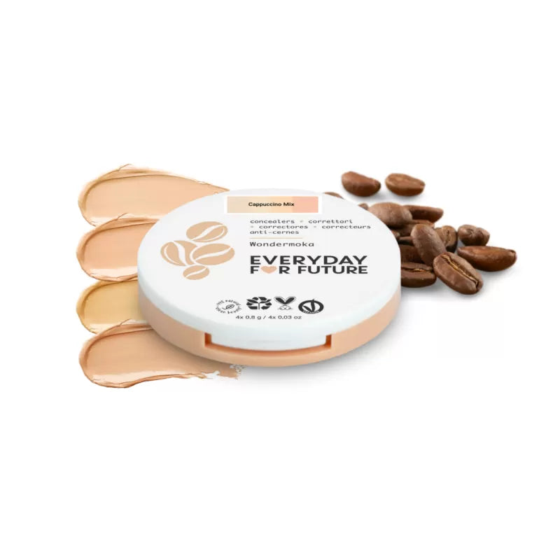 Set correttori naturali Everyday for Future Wondermoka con estratto di caffè, tonalità Cappuccino Mix per un incarnato uniforme