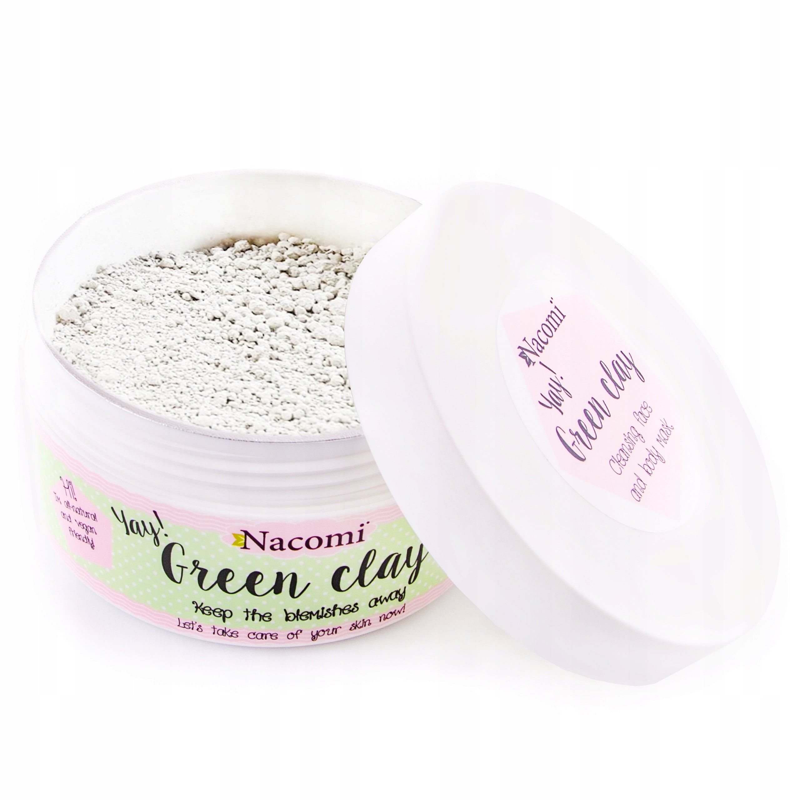Argilla verde purificante Nacomi, ideale per maschere viso riequilibranti e trattamenti detox capelli. TokyOhBeauty.com