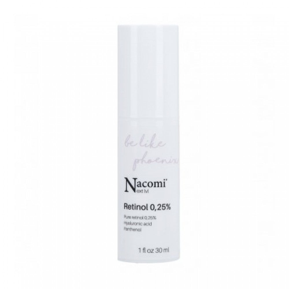 Siero viso notte Nacomi Be Like Phoenix Retinol 0,25% – trattamento rigenerante anti-age con retinolo e acido ialuronico per pelle più liscia e luminosa