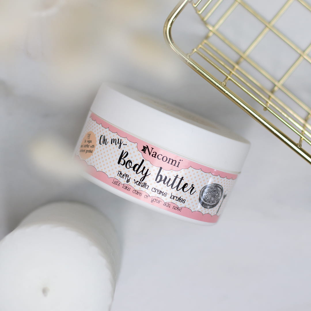 Burro corpo idratante Nacomi alla vaniglia, texture ricca per pelle secca. Tokyohbeauty.com