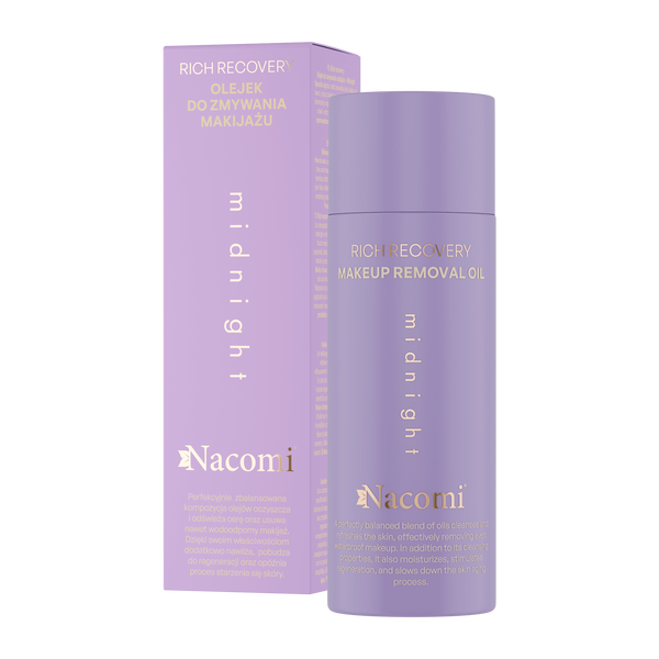 Olio struccante Nacomi Midnight.
Makeup removing oil nutriente e delicato.
Doppia detersione olio + mousse.

