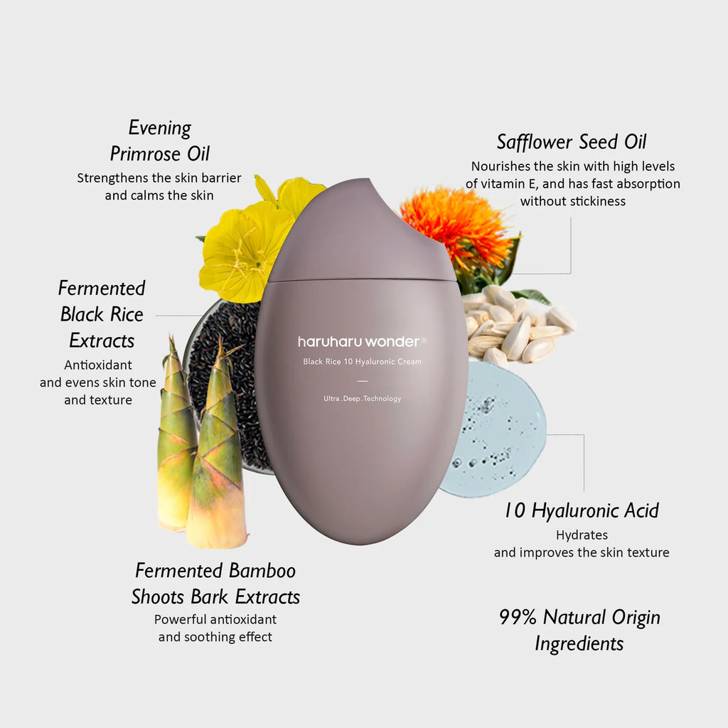 Haruharu Wonder  Crema Idratante Attiva al Riso Nero e Acido Ialuronico per Pelli Sensibili 50 ml