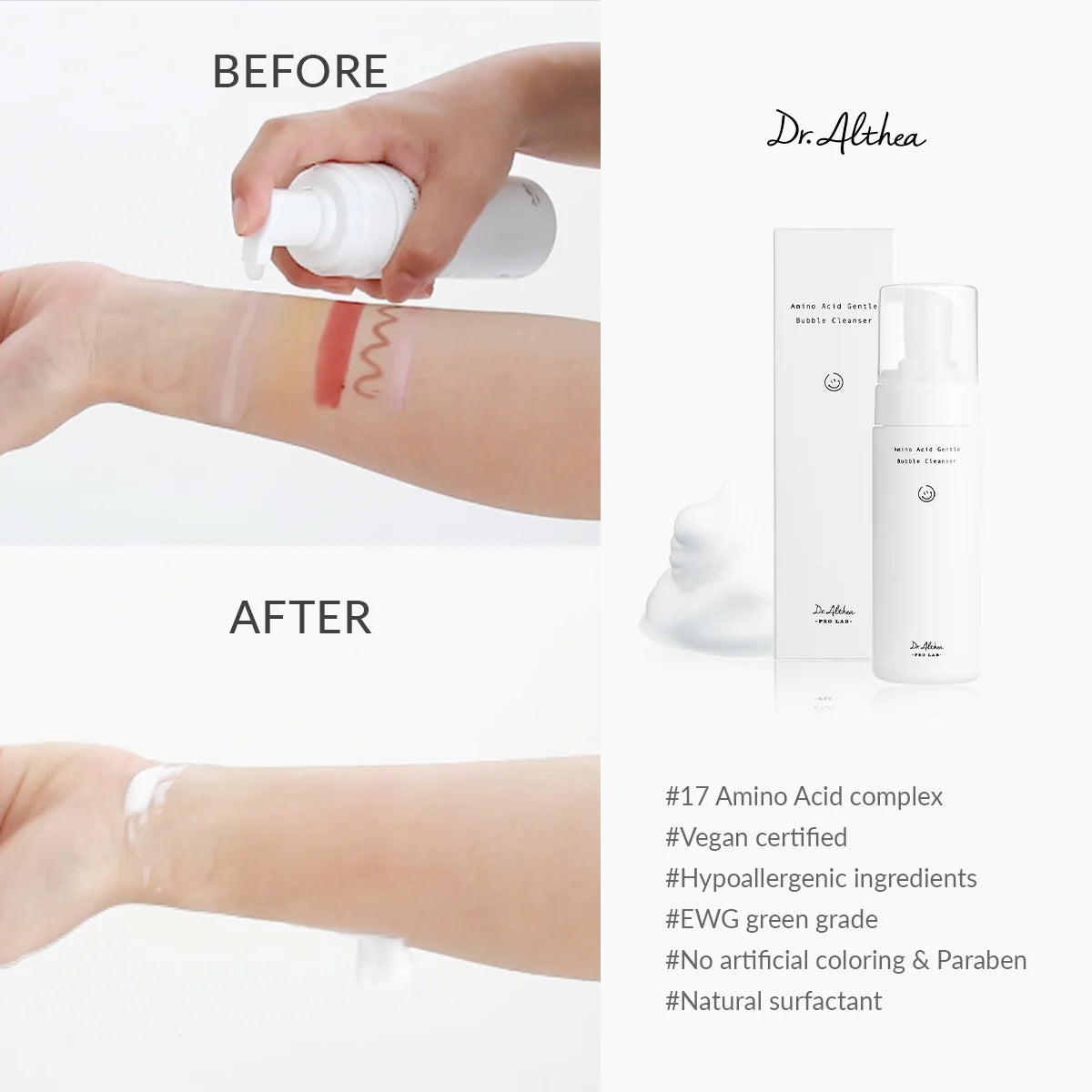 Prima e dopo l'utilizzao del detergente Dr.Althea