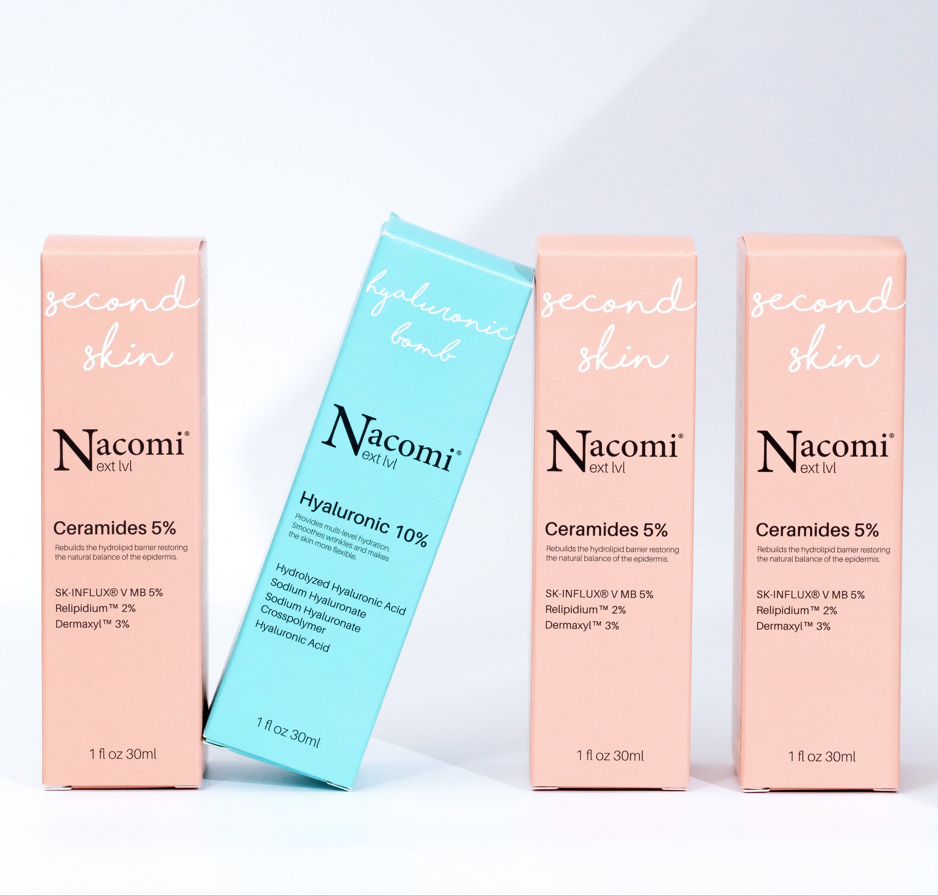 Duo riparazione barriera cutanea Second Skin e Hyaluronic Acid firmato Nacomi