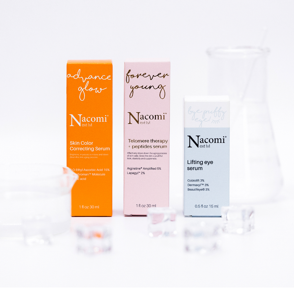 Routine antiage completa Advance Glow, Forever Young e Bye Puffy Eye firmata Nacomi