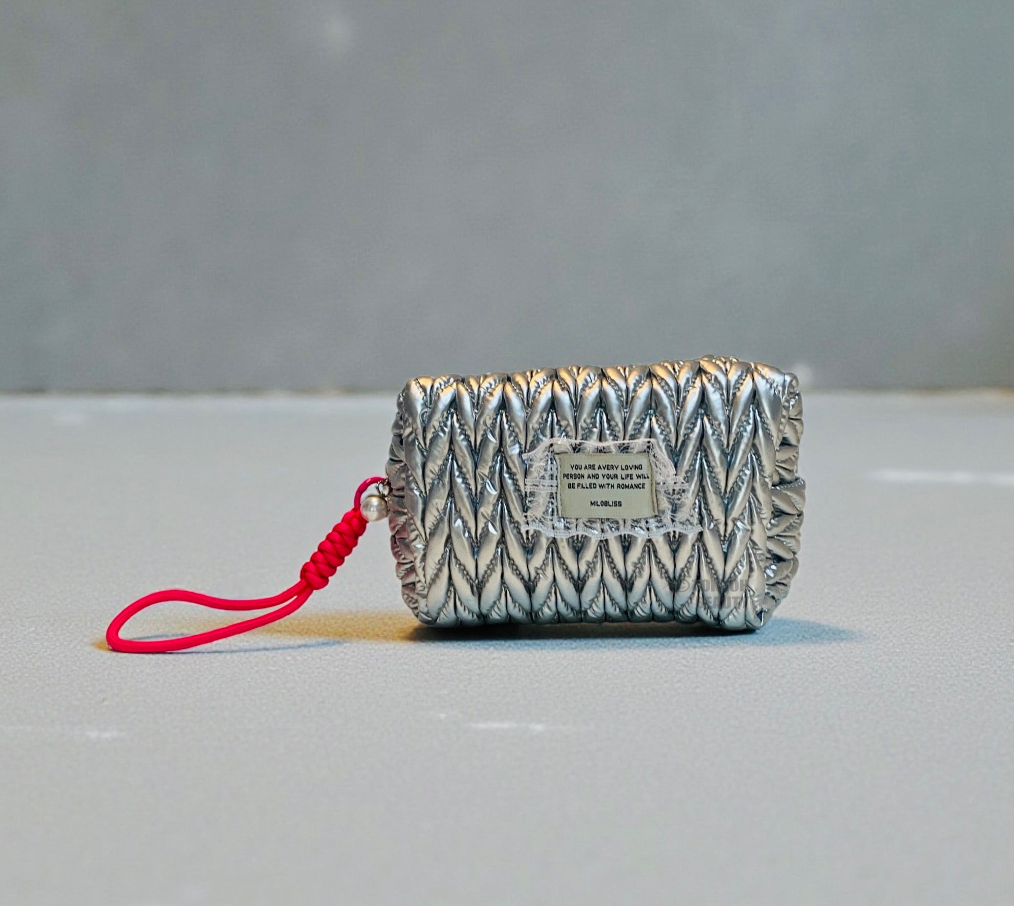 Pochette argento con laccetto fucsia collezione Tokyoh Beauty Moon girl mood
